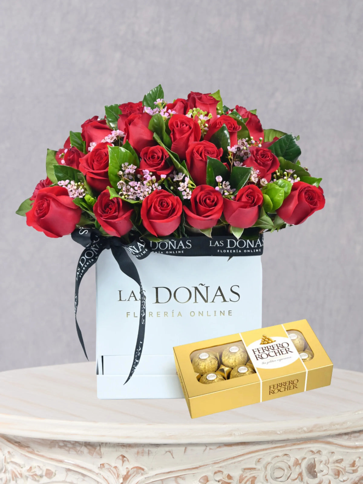 Box Catalina box floral con 45-50 rosas rojas