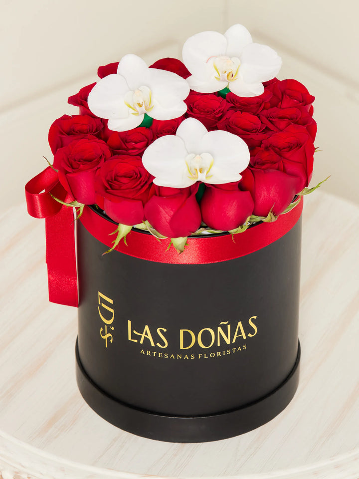 Box de rosas y orquidea