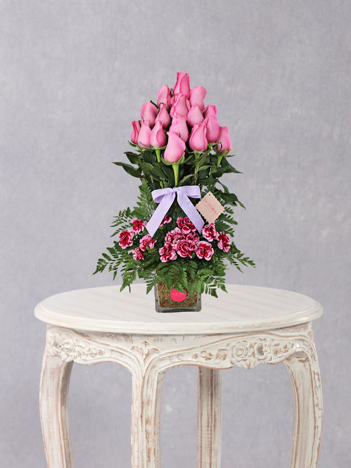 Rosas En Cubo De Vidrio