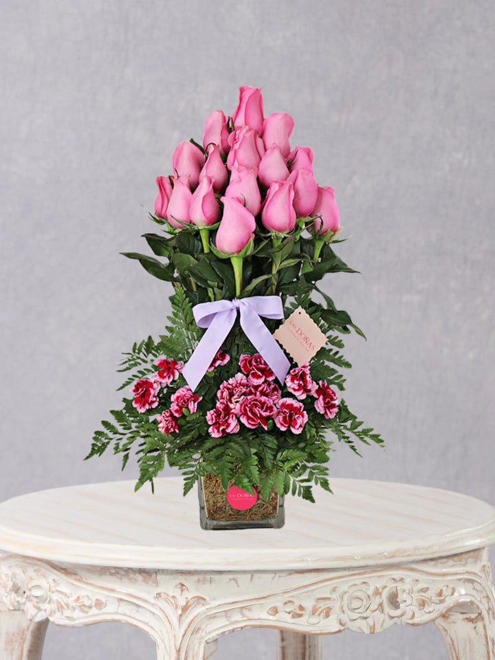 Rosas En Cubo De Vidrio