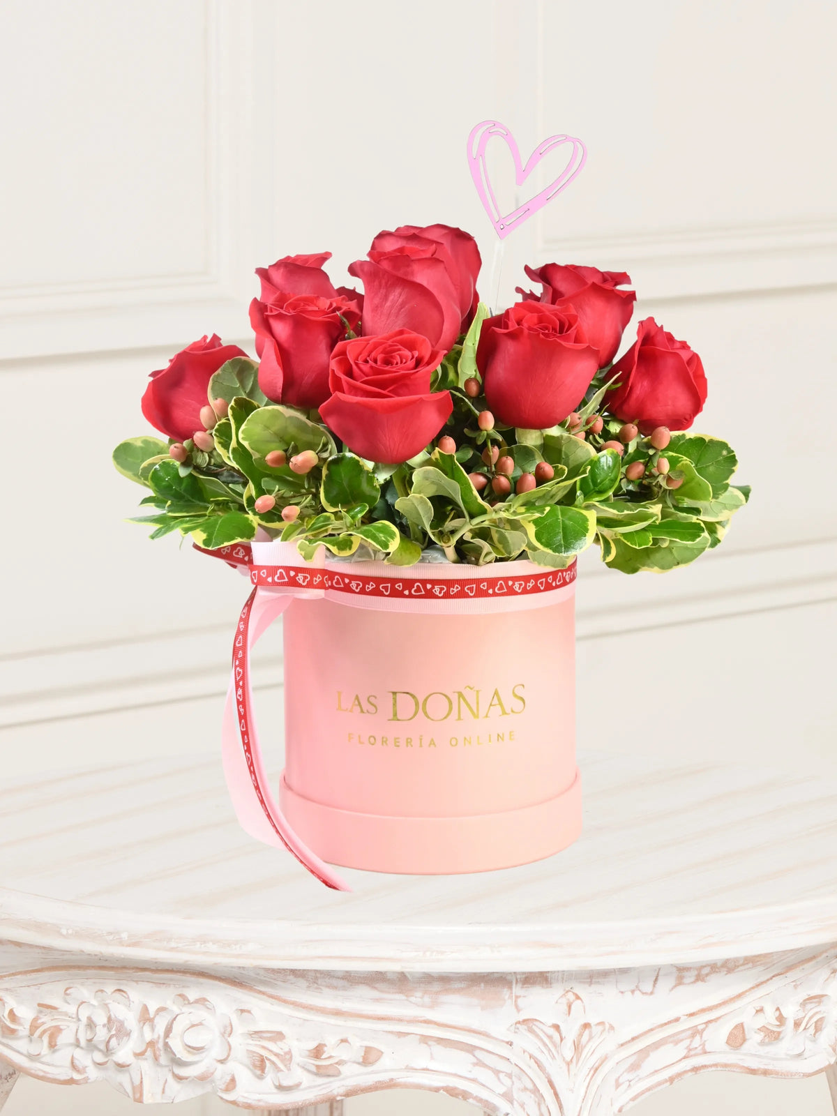 Box Valeria box floral con 12 rosas rojas