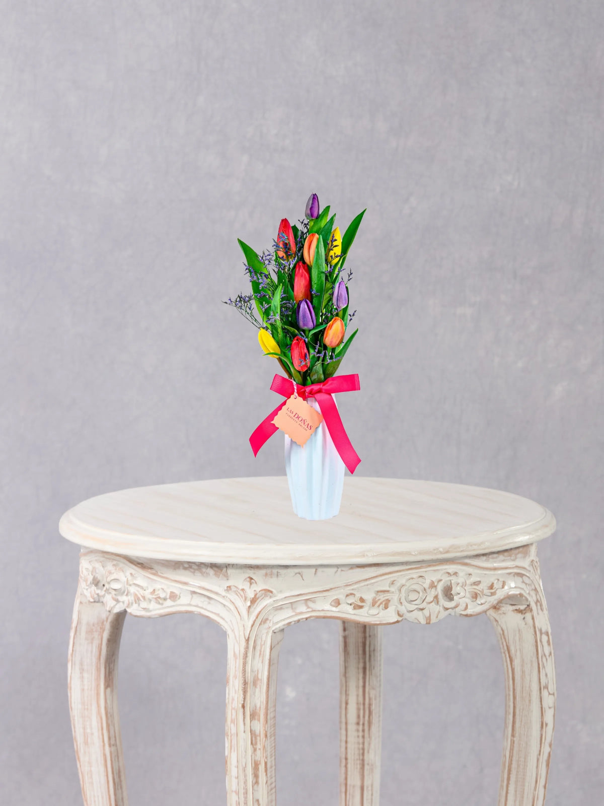Florero De 10 Tulipanes De Colores