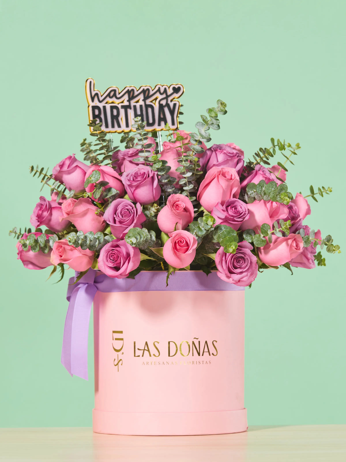 Box de Rosas Lilas y Rosadas · Deluxe