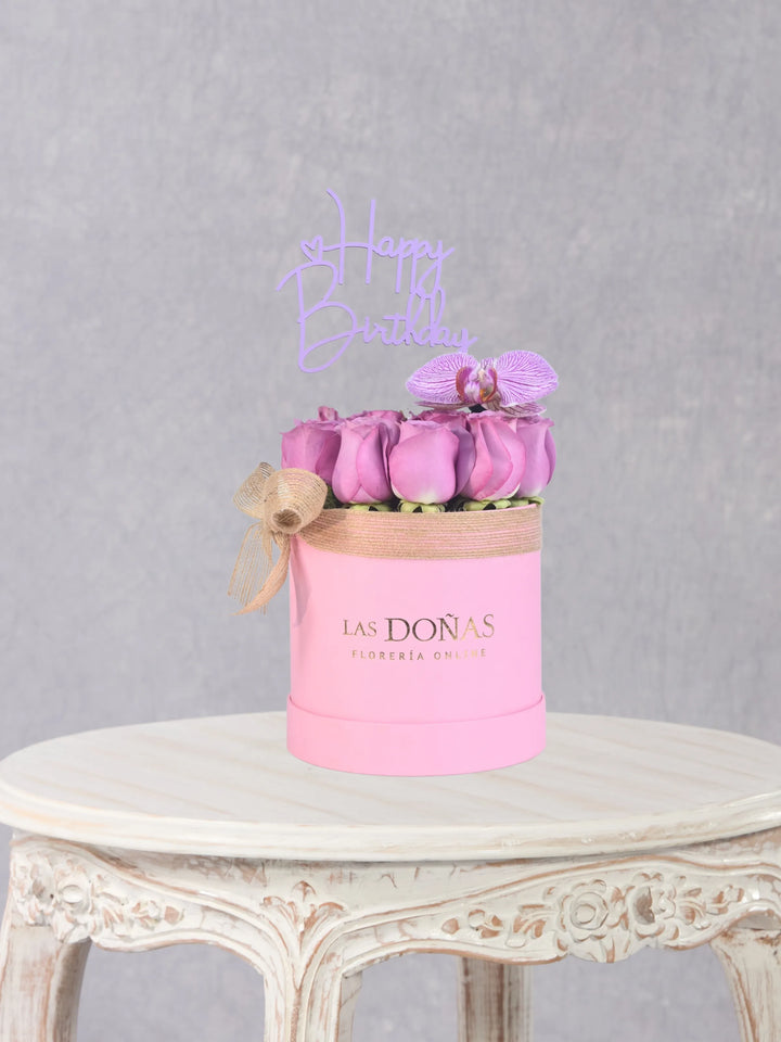 Box De Rosas Y Orquídea Hb