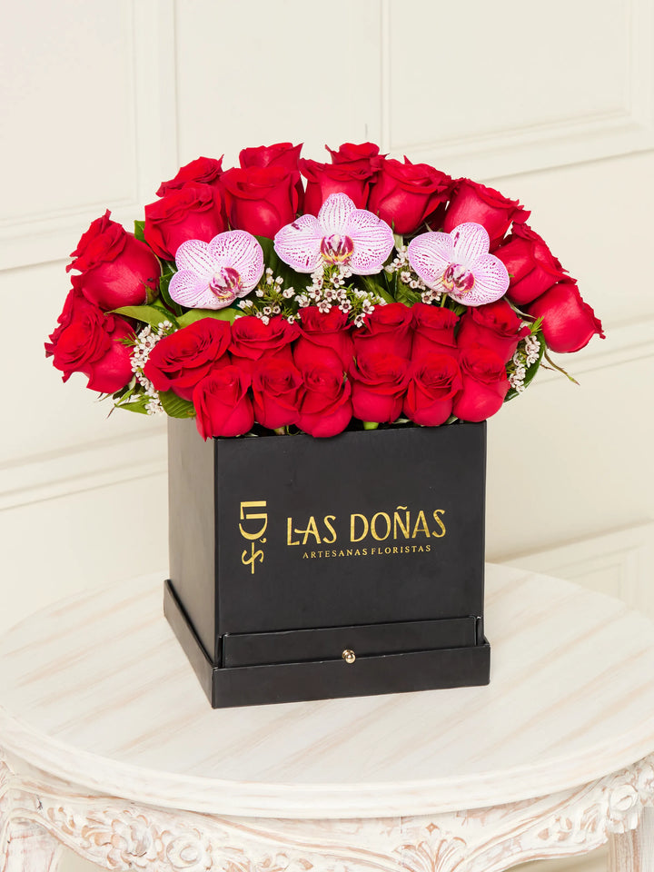 Box 50 Rosas box floral con 50 rosas + orquideas