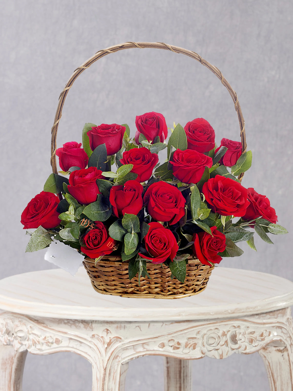 Canasta De Rosas cesta floral con 24 rosas rojas
