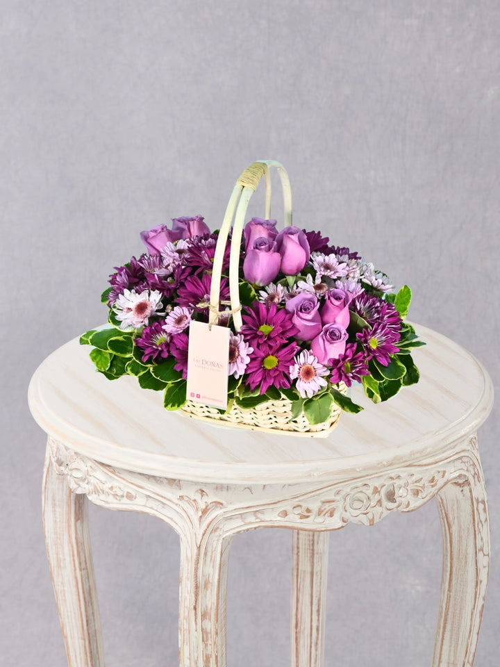 Canasta De Rosas Lilas
