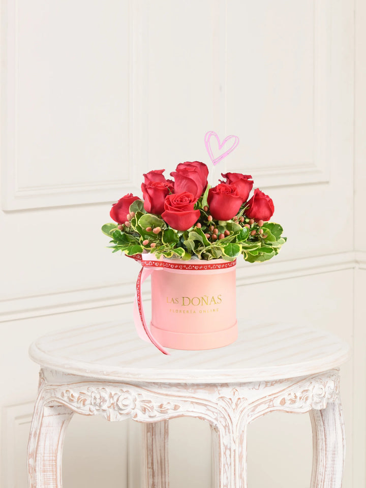 Box Valeria box floral con 12 rosas rojas