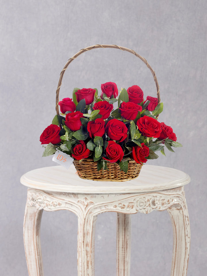 Canasta De Rosas cesta floral con 24 rosas rojas
